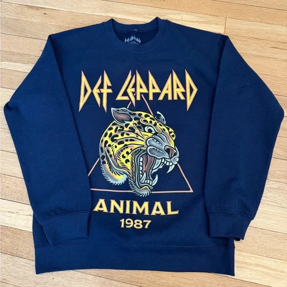DEF LEPPARD Navy 'Animal 1987' Graphic Crewneck Sweatshirt - Picture 1 of 1